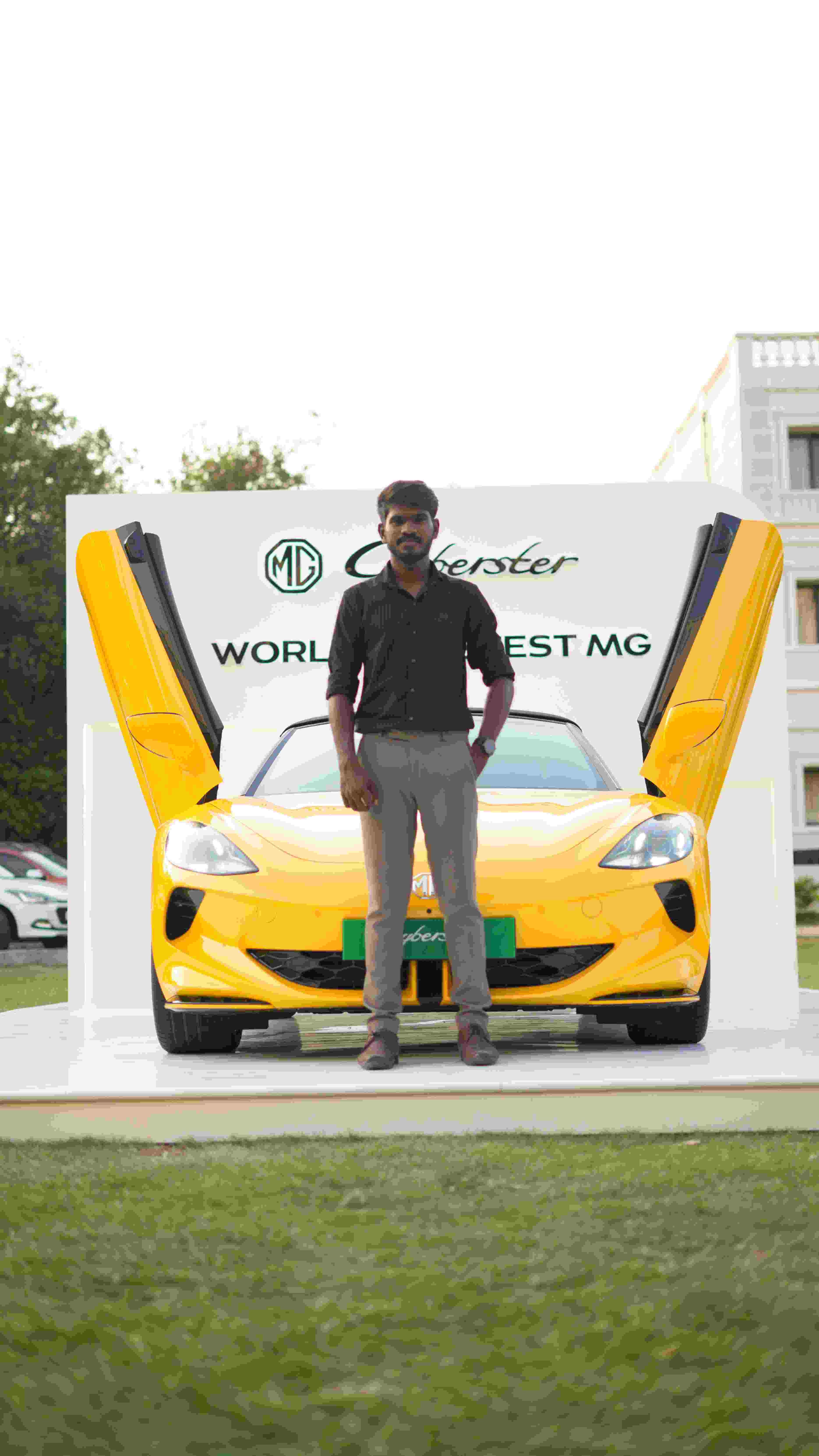 Luxury sports car with scissor doors open