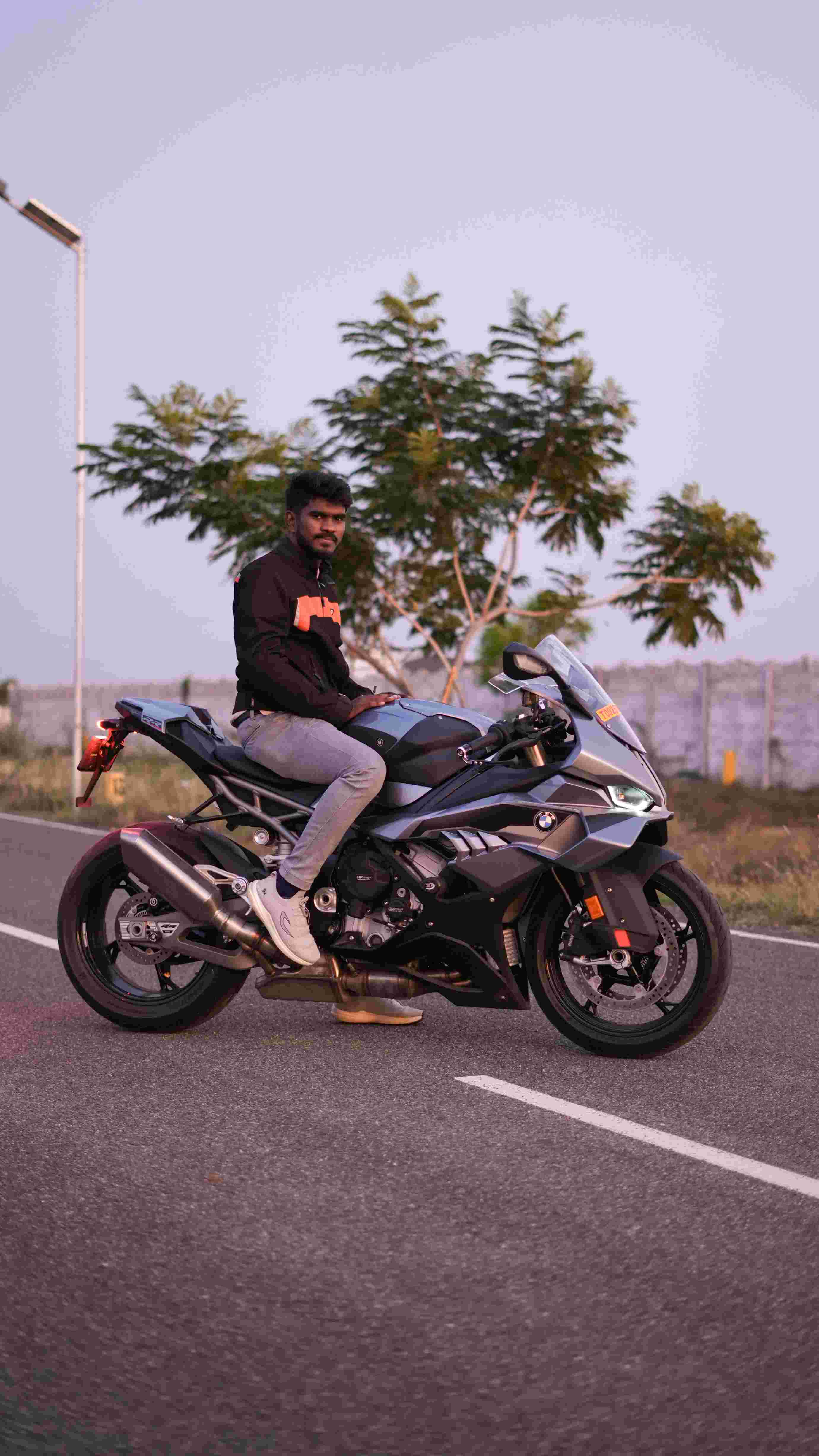 Sports bike roadside view